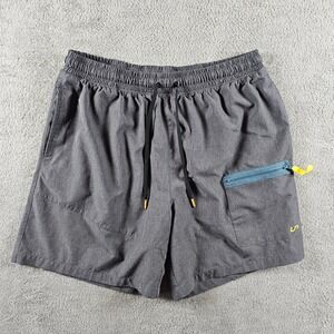 Unipro Mens Qwick-Dry Athletic Shorts XL Gray Heathered Zipper Pocket Inseam 7in